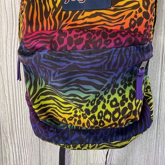 Vintage 90s Jansport Leopard and Zebra Print Retro Backpack Adults Kids - Picture 5 of 9